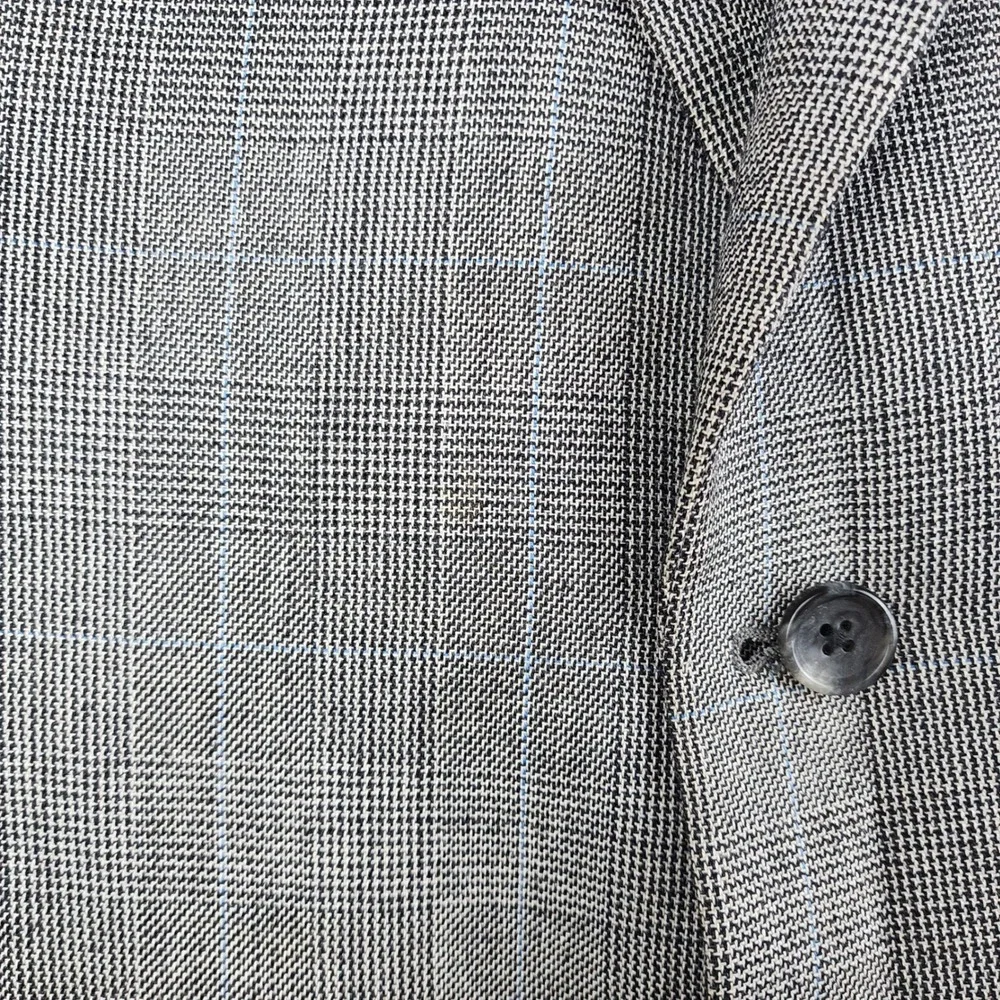 Jos. A. Bank Blazer Mens 43R Grey Silk Camelhair Signature Glen Plaid Sport Coat